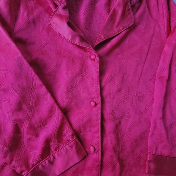 Victoria's Secret Red XS Womens PJ Set Button Up Top Brushed Cotton VTG Festive - Picture 8 of 16